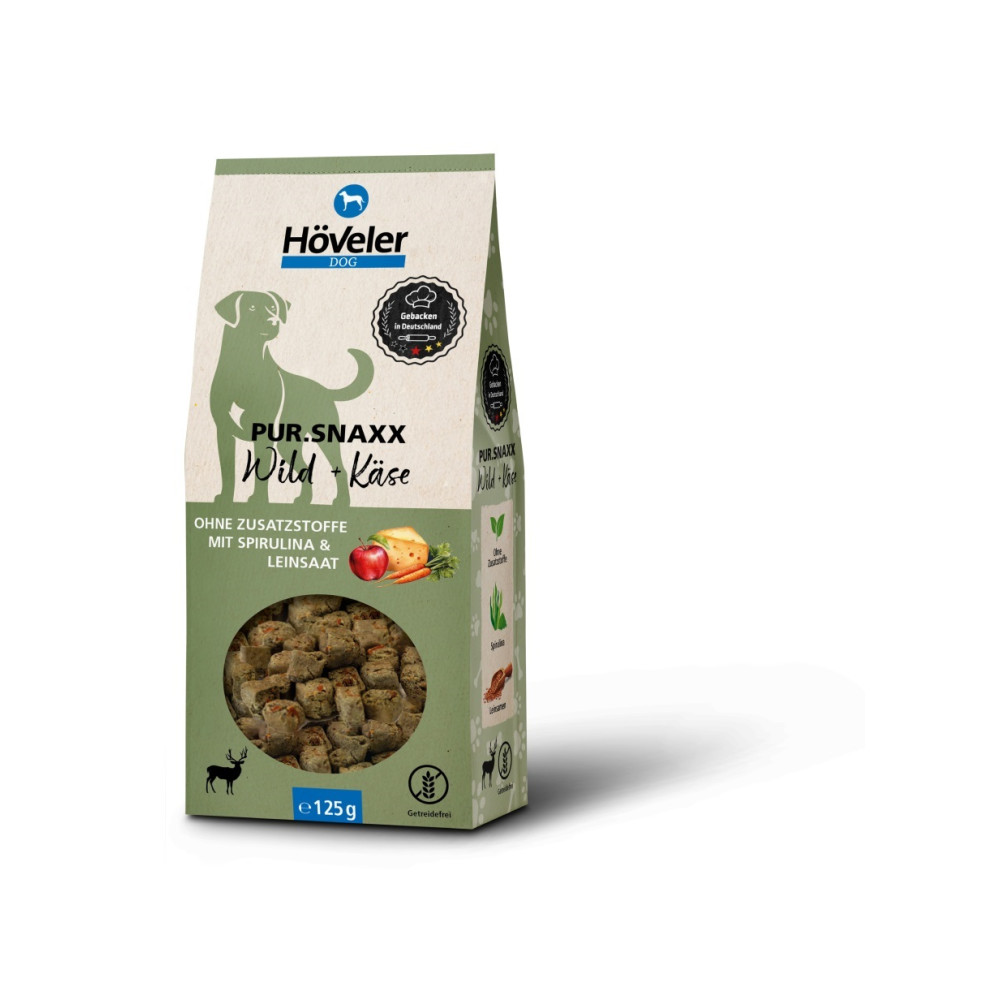 SKANĖSTAI ŠUNIMS HÖVELER DOG PUR.SNAXX WILD + KÄSE 125 G