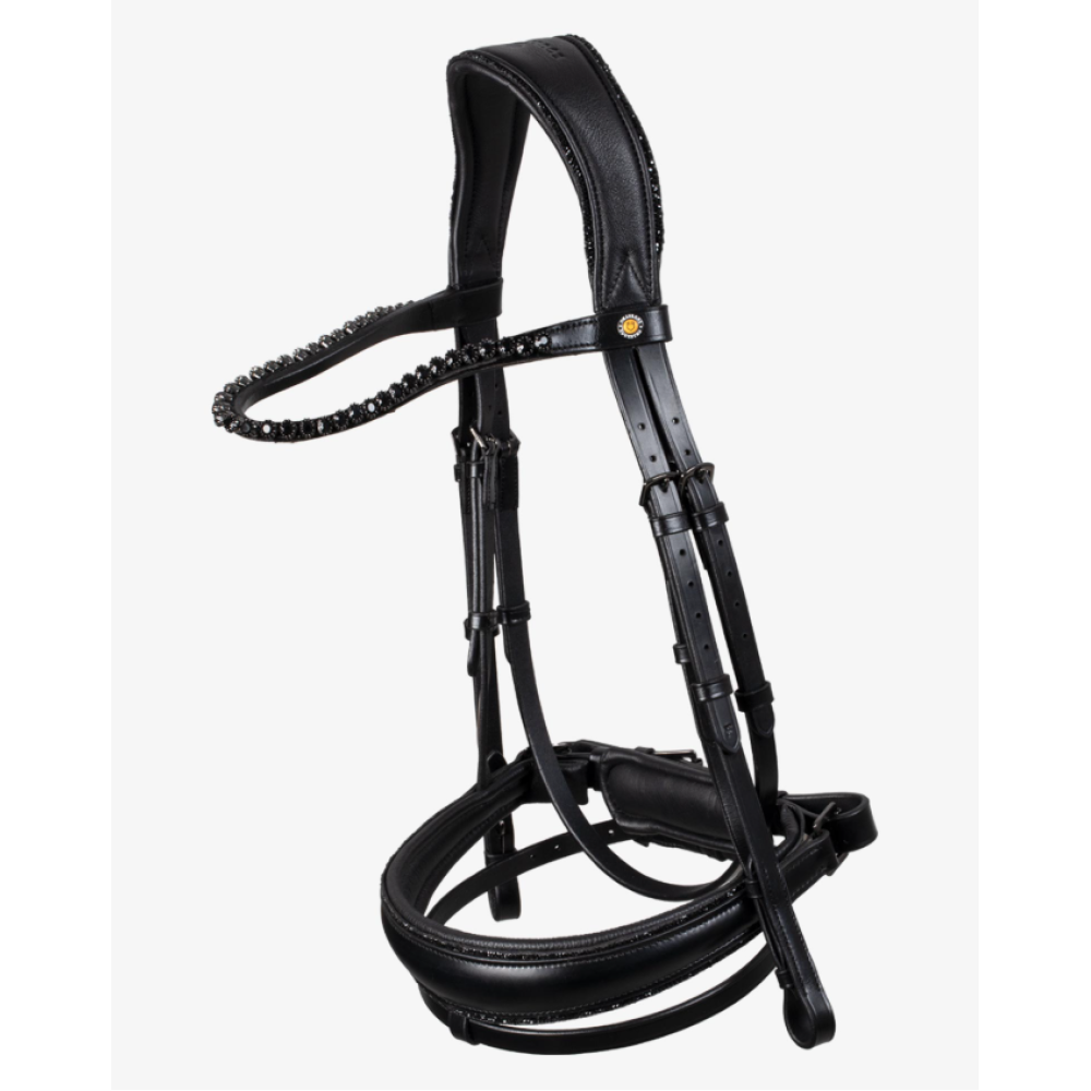 KAMANOS EQUESTRO DRESSAGE ANATOMICAL BRIDLE WITH RINESTONES (Juoda)