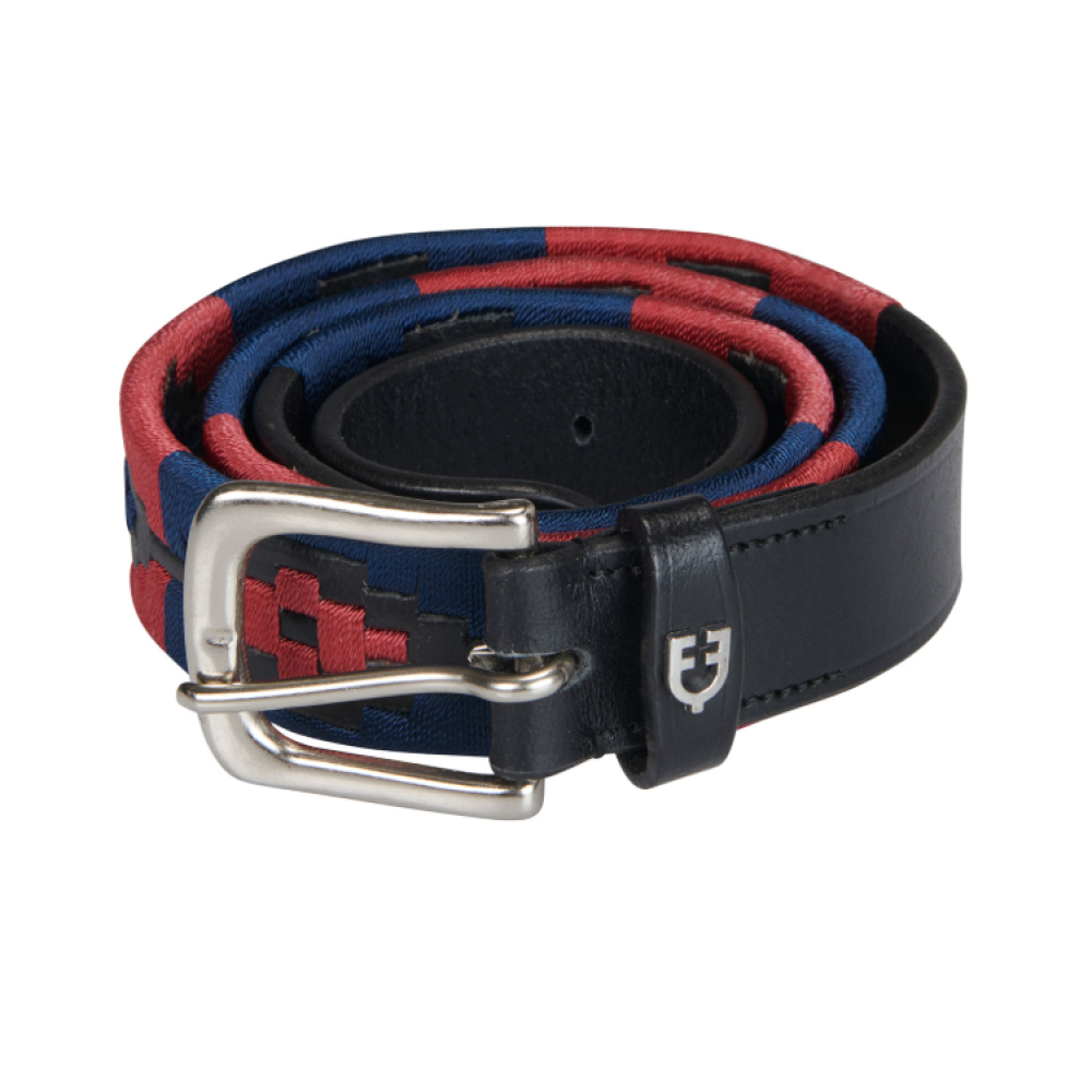 DIRŽAS EQUESTRO ENGLISH BELT WITH SOUTHWEST PATERN (black/blue/burgundy)