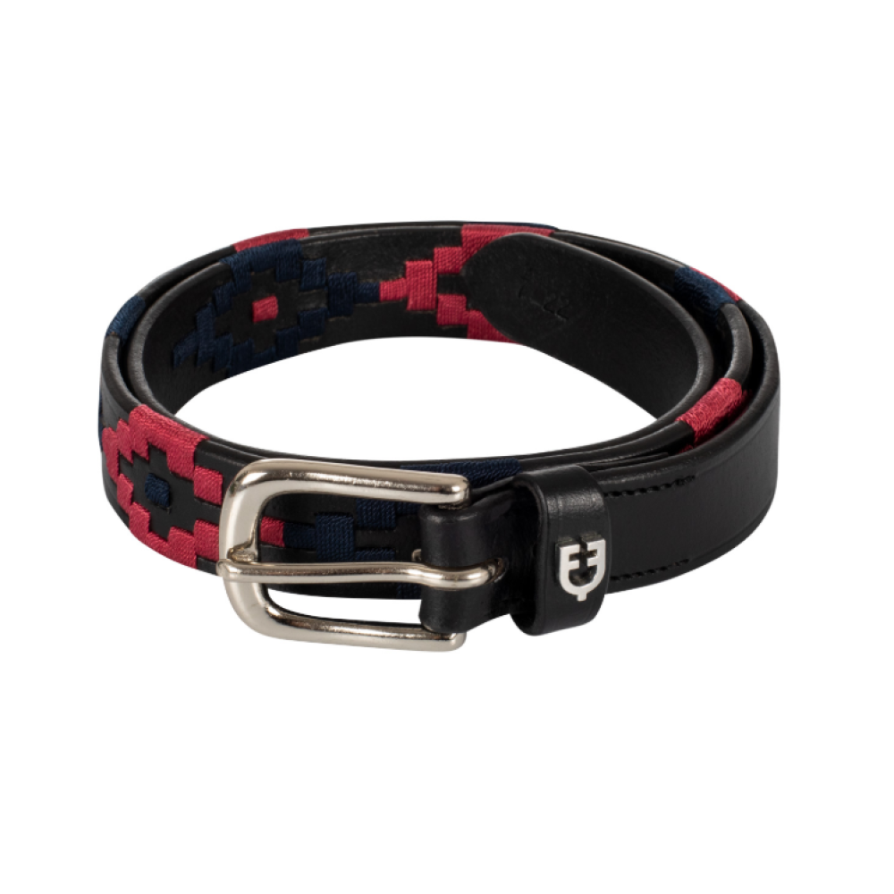РЕМЕНЬ EQUESTRO ENGLISH BELT WITH SOUTHWEST DECORATION (black)