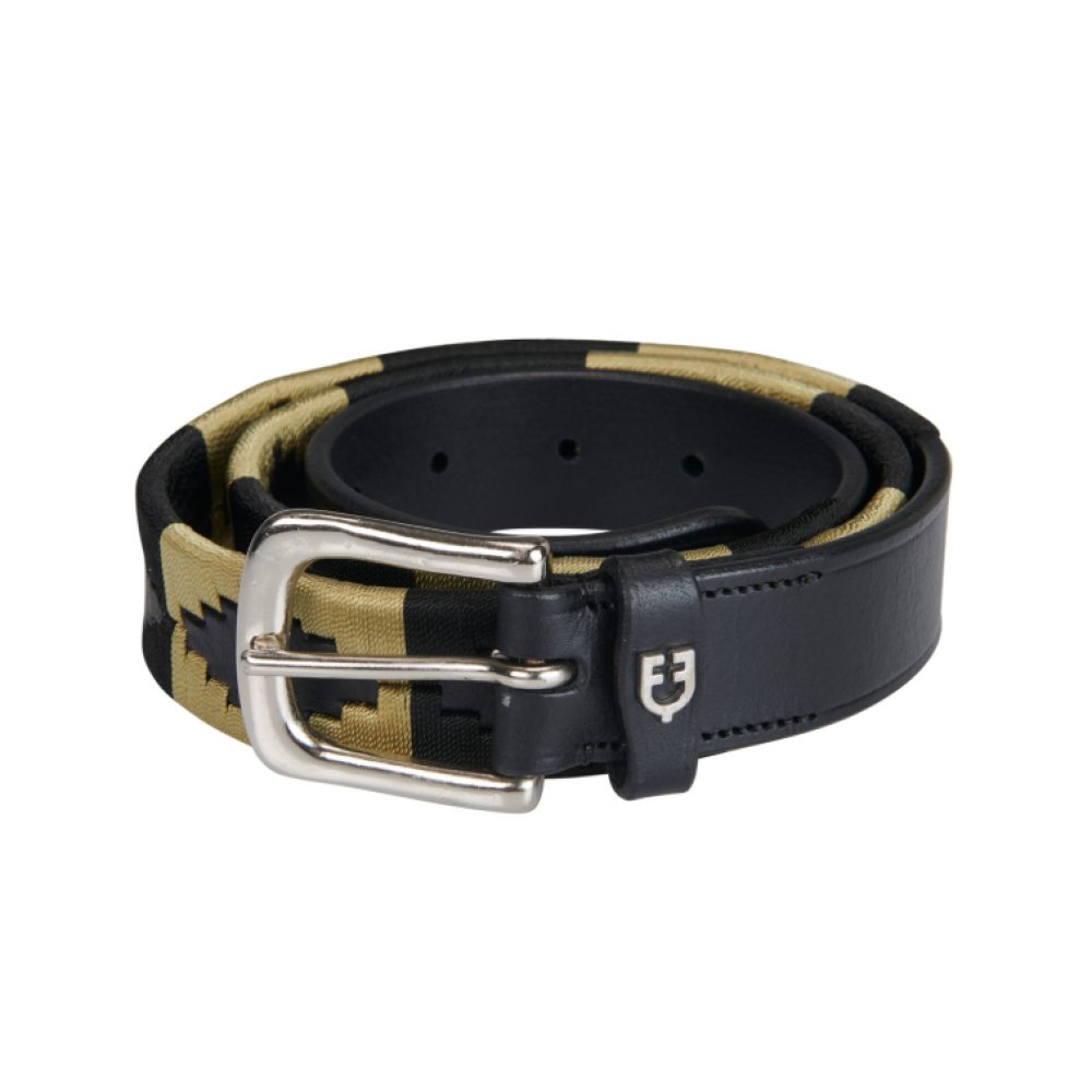 EQUESTRO ENGLISH BELT WITH SOUTHWEST PATERN (black/beige/black)