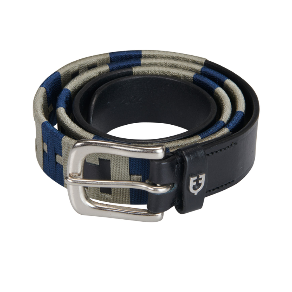 DIRŽAS EQUESTRO ENGLISH BELT WITH GEOMETRIC PATTERN (black/navy/grey)