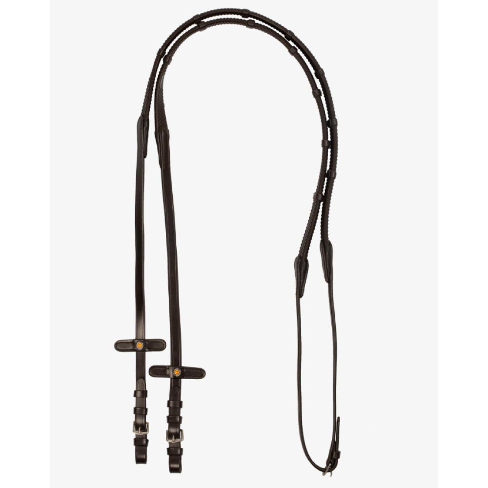 PAVADŽIAI EQUESTRO EVENTA RUBBER REINS WITH STOPPER (Ruda)