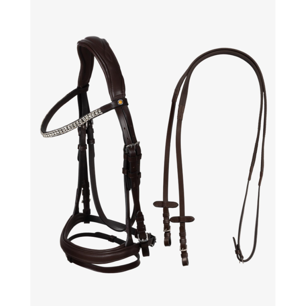 УЗДЕЧКА EQUESTRO ANATOMICAL BRIDLE WITH RINESTONES (Коричневый)