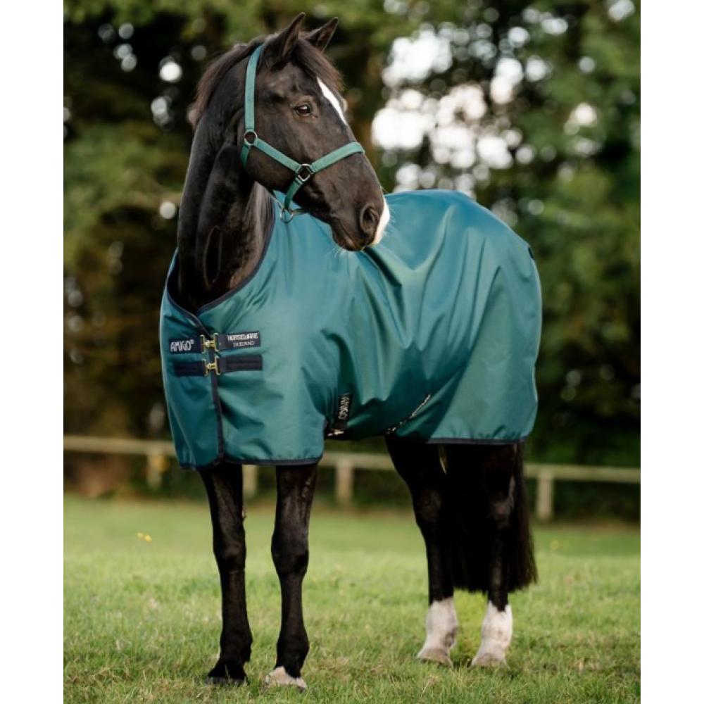 LAUKO GŪNIA HORSEWARE AMIGO RIPSTOP 900D FLEECE LINED TURNOUT 50G (Dynasty Green/Navy & Silver)
