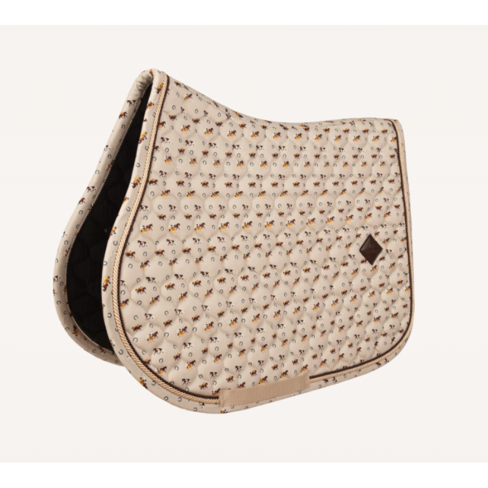 SADDLE PAD KENTUCKY VELVET HORSE PRINTING (Beige)