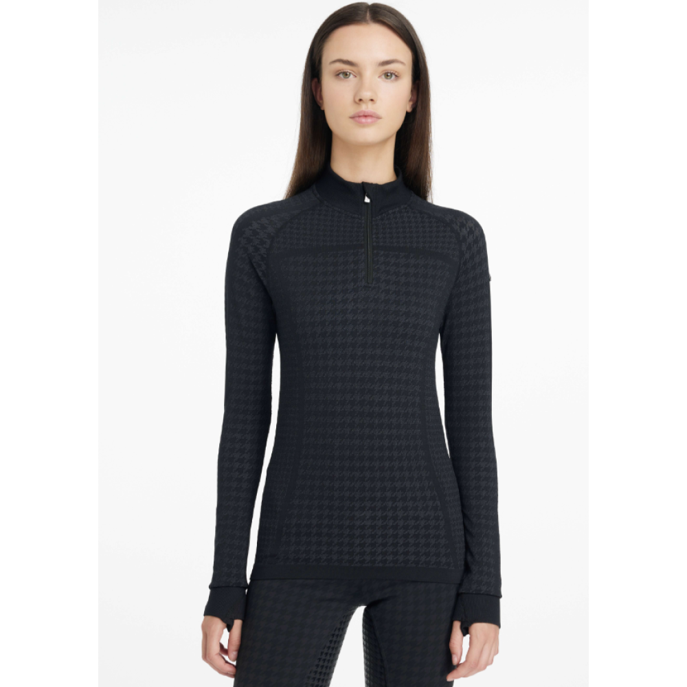 LEMIEUX ASPEN HOUNDSTOOTH QUARTER ZIP TOP