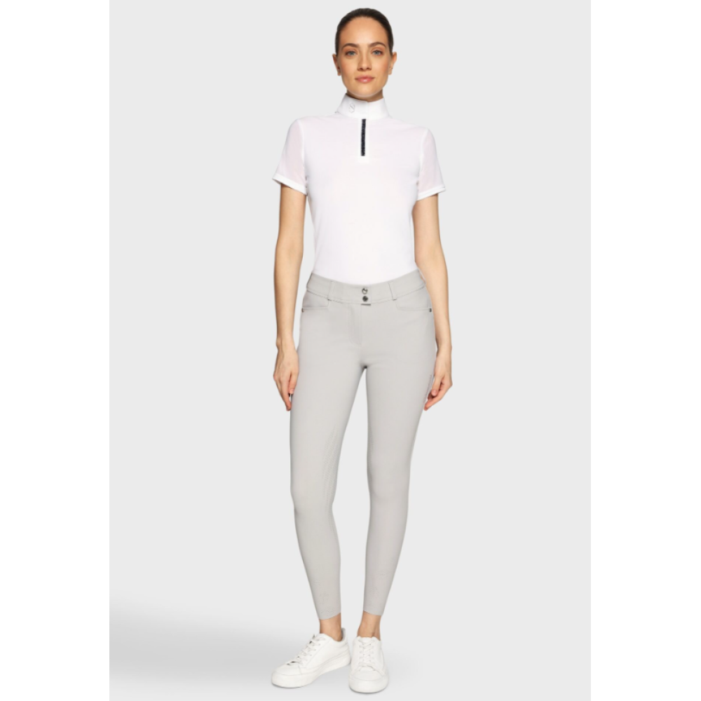 RIDING BREECHES SAMSHIELD DELICE CRYSTAL FERN KNEE GRIP (Light Grey)