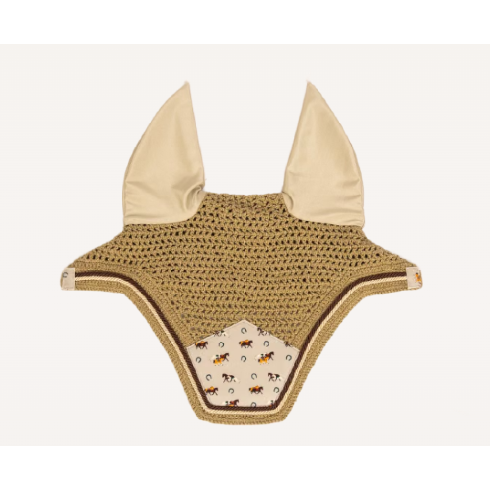 FLY VEIL KENTUCKY WELLINGTON VELVET HORSE PRINTING (Beige)