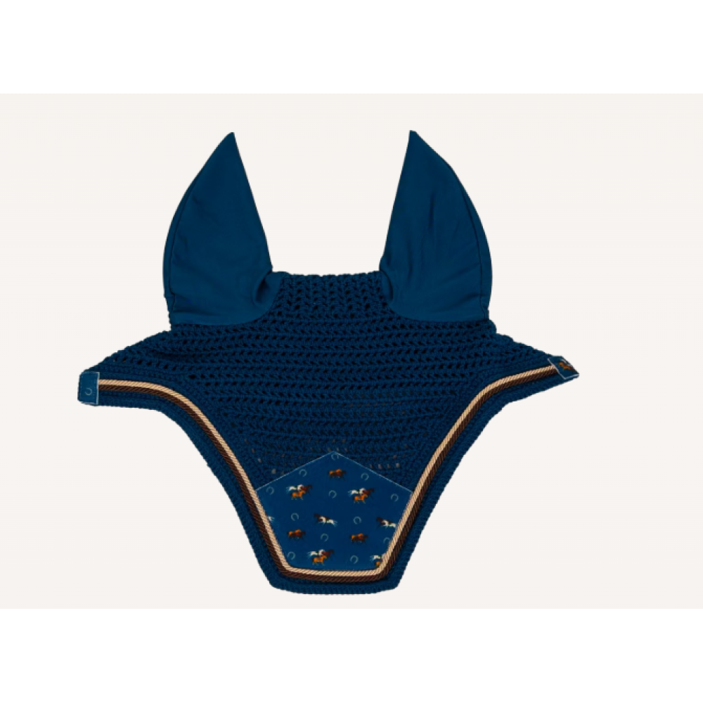 FLY VEIL KENTUCKY WELLINGTON VELVET HORSE PRINTING (Navy)